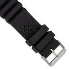 18mm Black Casio-Style Silicone Rubber with Brushed Stainless Steel Buckle 8.5 inch Watch Band