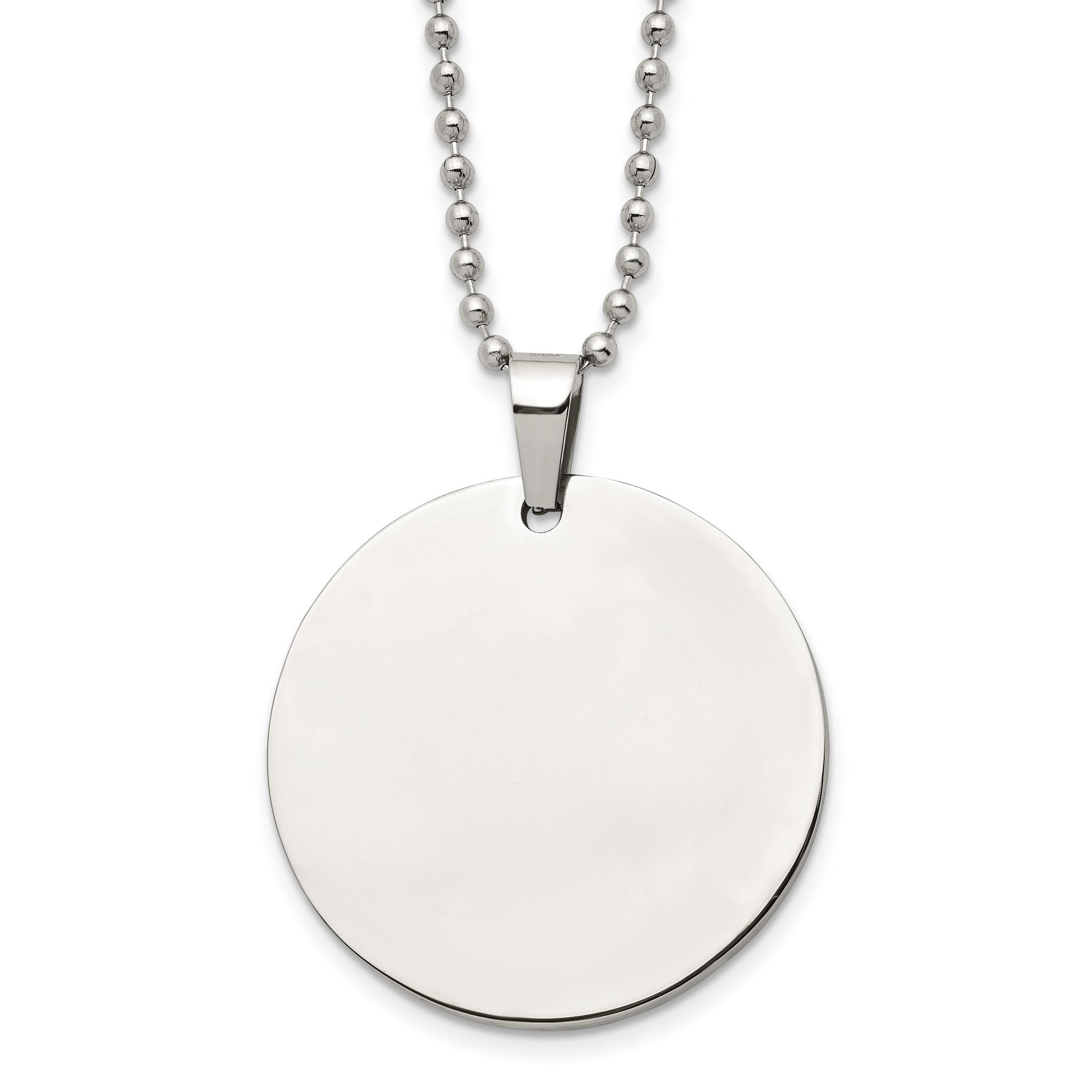 Reversible Round Dog Tag Necklace in Stainless Steel