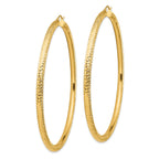 14k Diamond-cut 4x80mm Lightweight Round Tube Hoop Earrings