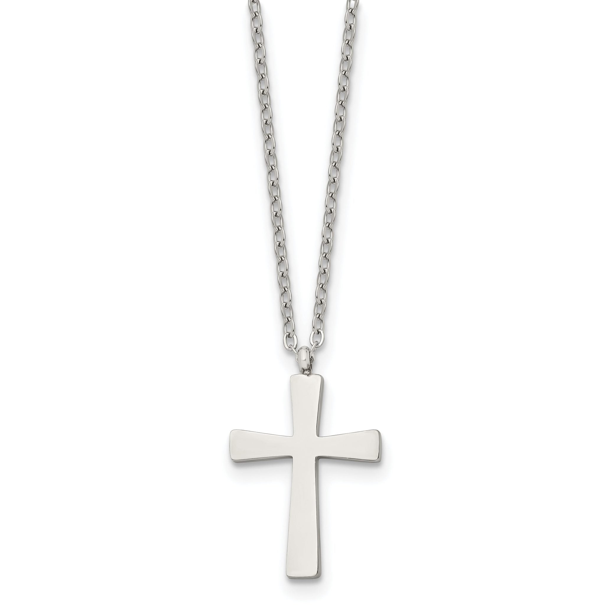 Small Cross Pendant Necklace in Stainless Steel