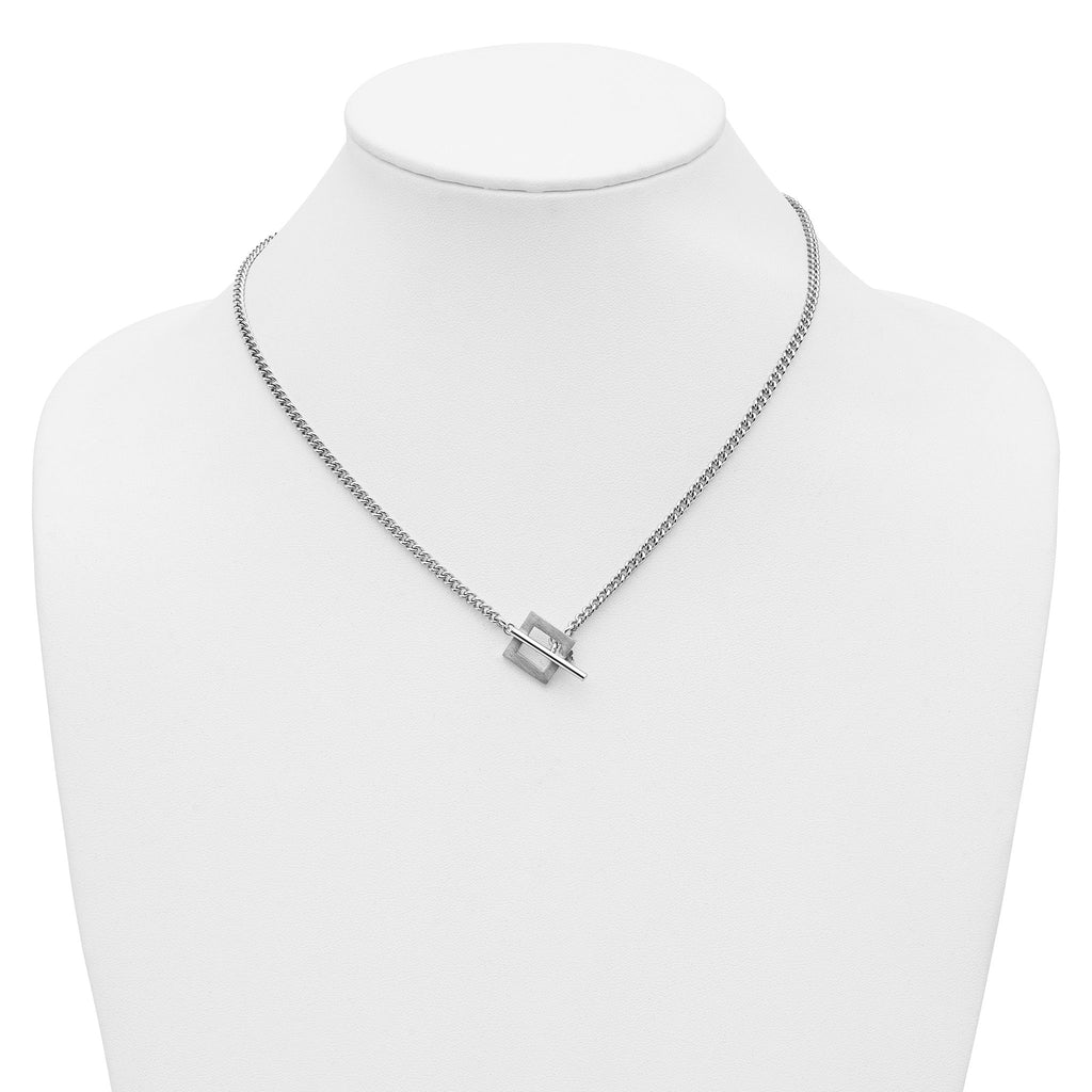 Sterling Silver RH-plated Polished Fancy Toggle Necklace