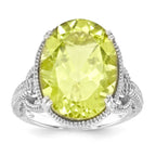Sterling Silver Rhodium-plated Lemon Quartz Ring
