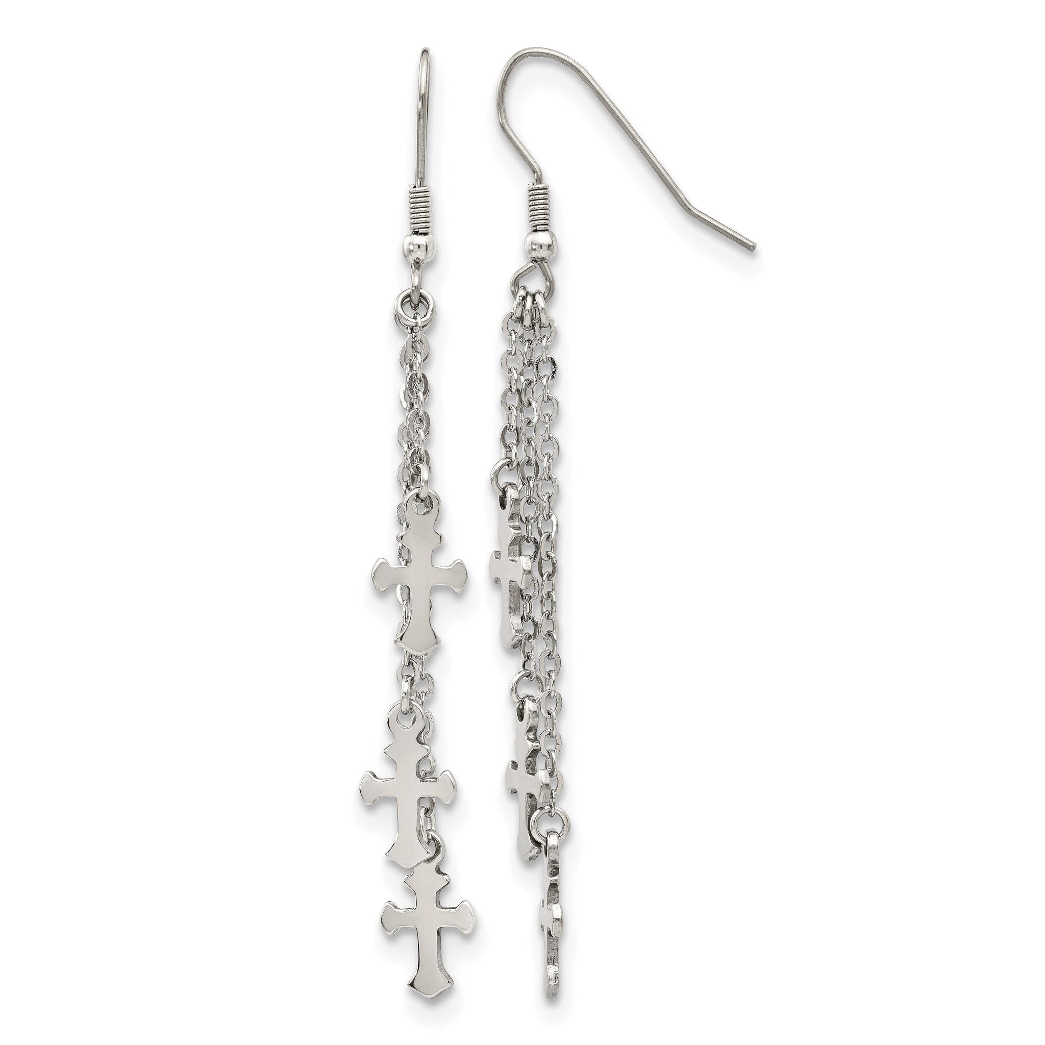 Stainless Steel Polished Cross Drop Dangle Earrings for Women Main image