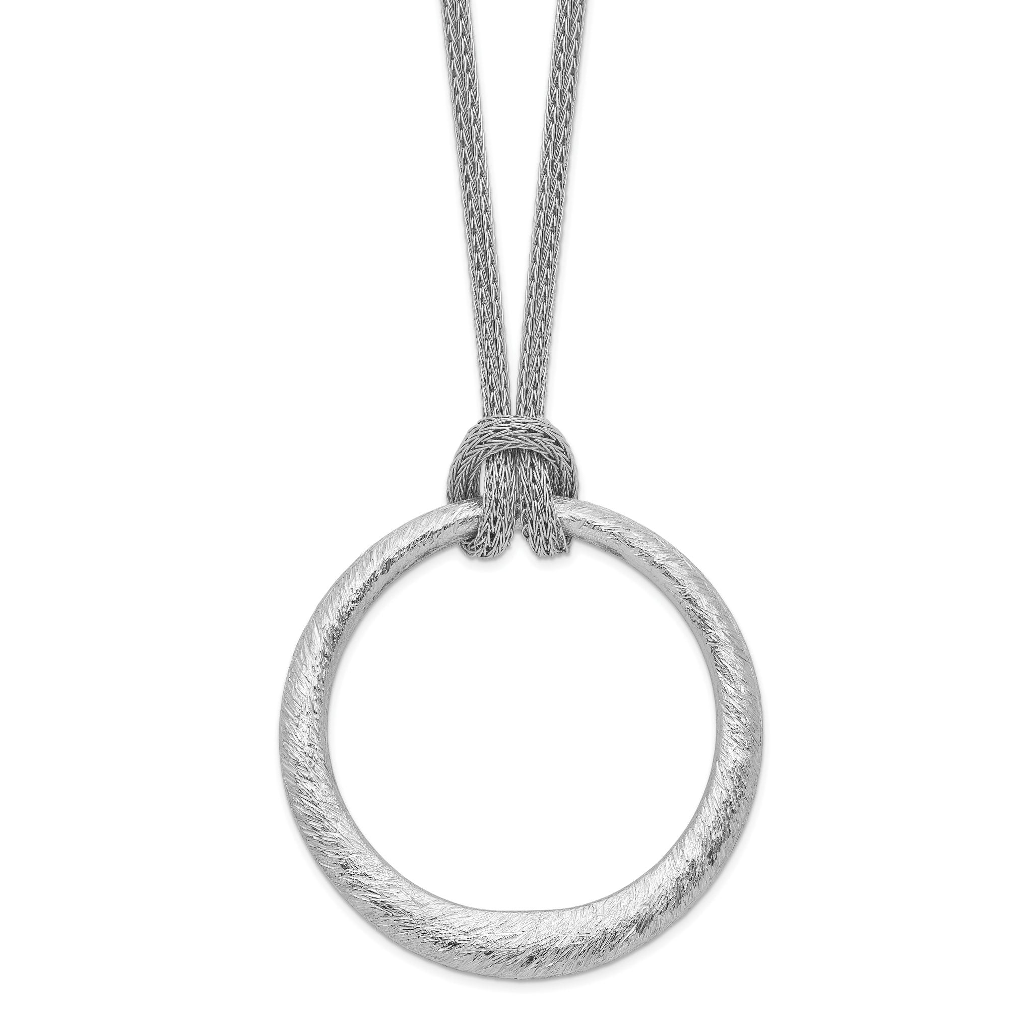 Sophia Jewelers 925 Sterling Silver Textured Circle Pendant Necklace, Polished Elegance