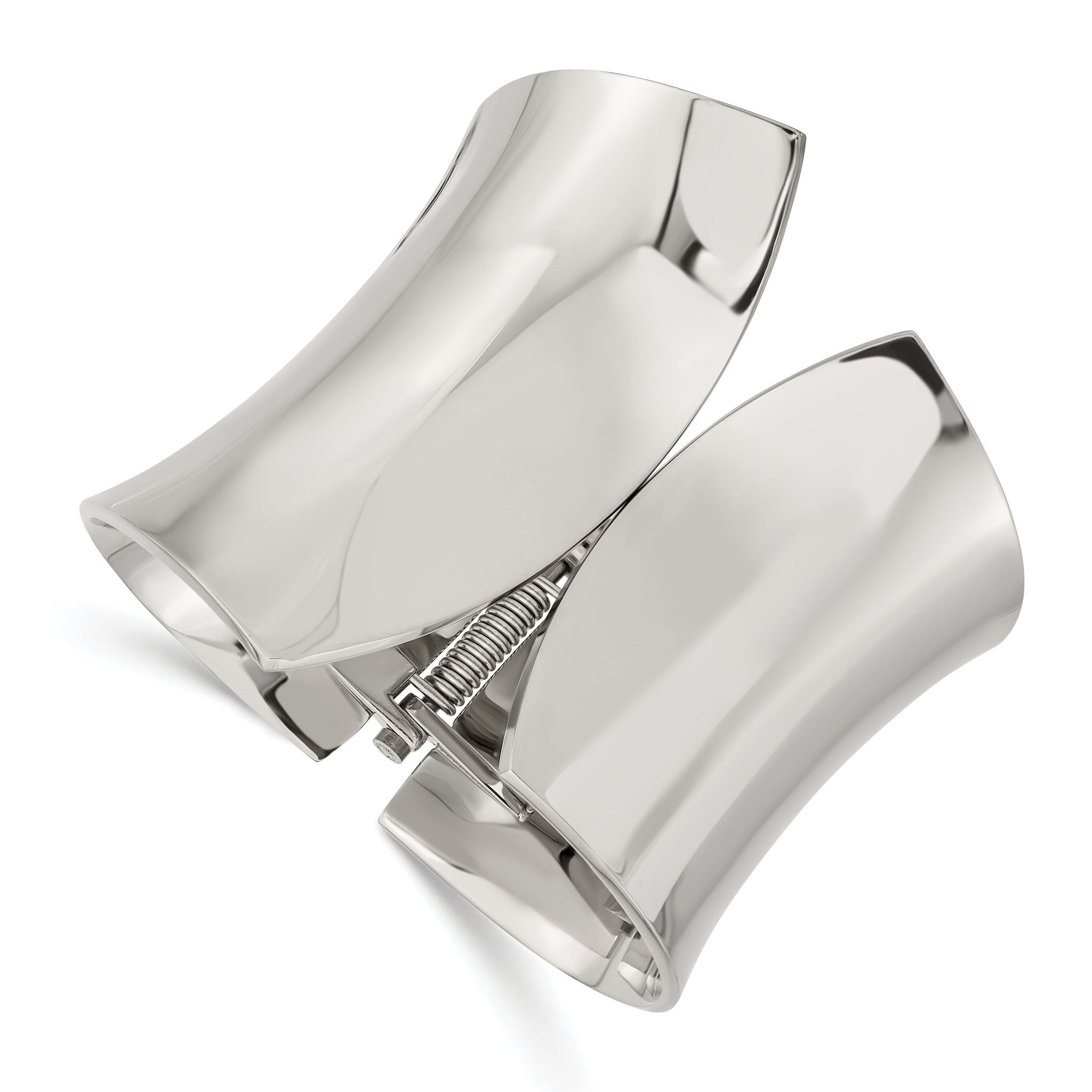 Stainless Steel Polished Hinged Bangle Bracelet for Women