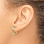 14K Two-tone 17mm Polished Omega Back Hoop Earrings