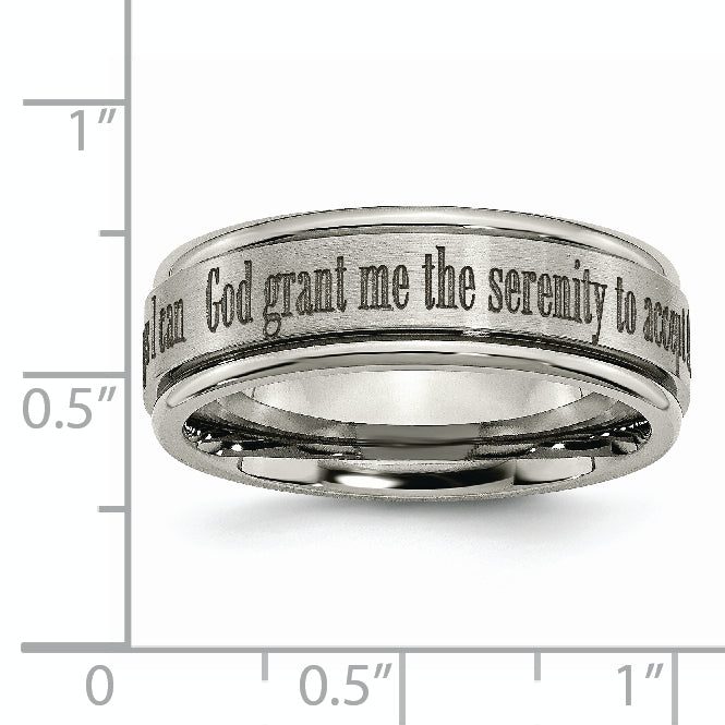 Titanium Serenity Ridged Wedding Band with Polished Laser Design