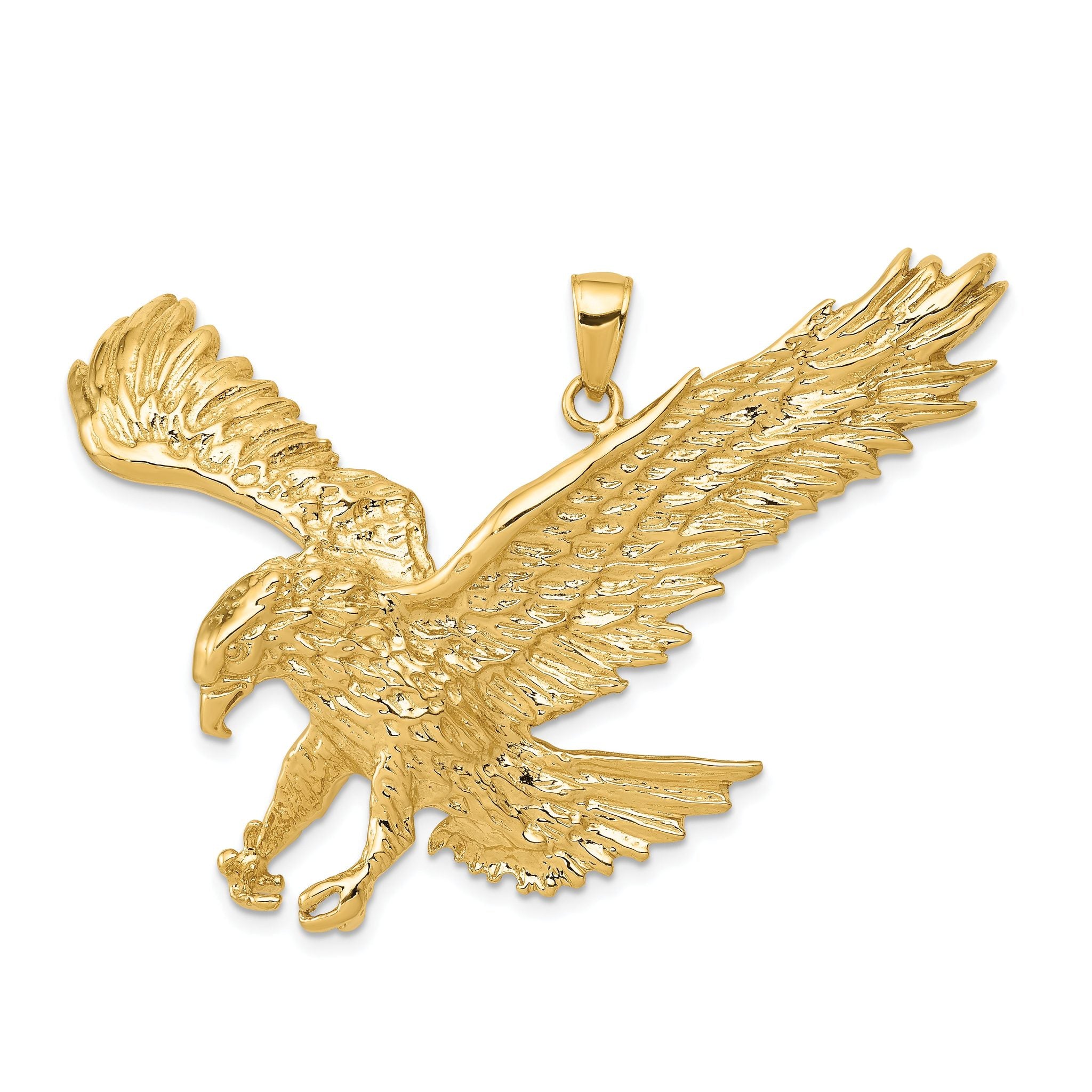 14K Gold Men's Eagle Pendant with Polished Finish by Sophia Jewelers