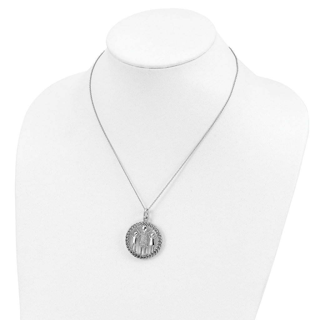 Sentimental Expressions Sterling Silver Rhodium-plated Antiqued Knitted Together By Love 18in Necklace