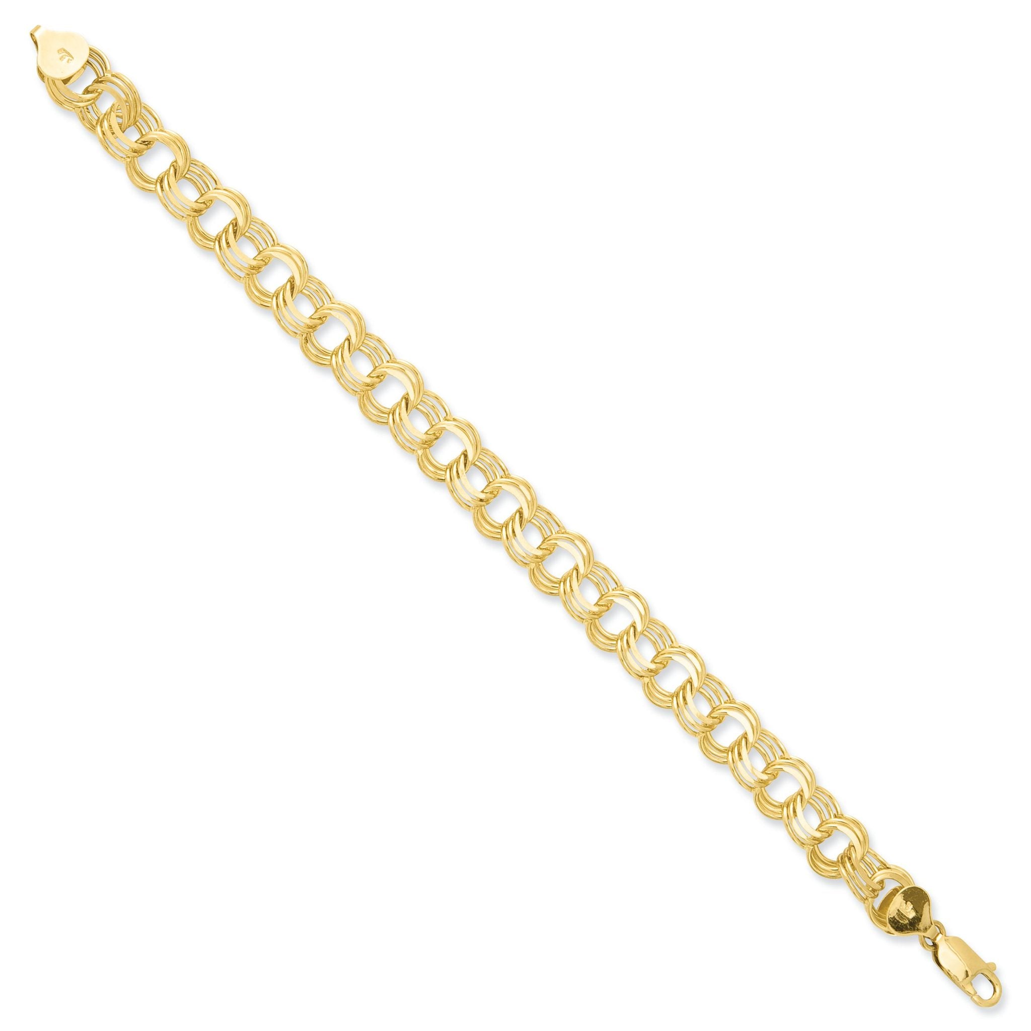 14k Triple Link Charm Bracelet