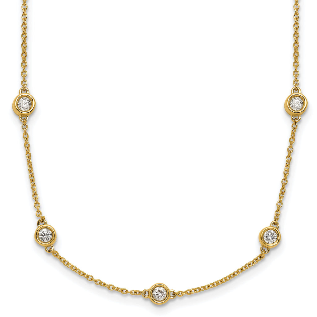 14k Complete 7/8 carat Bezel-set Diamond and Cable Chain 16-Station 16 inch Necklace
