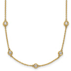 14k Complete 7/8 carat Bezel-set Diamond and Cable Chain 16-Station 16 inch Necklace