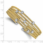 Sophia Jewelers Sterling Silver Gold-Plated Flexible Cuff with White CZ Woven Design