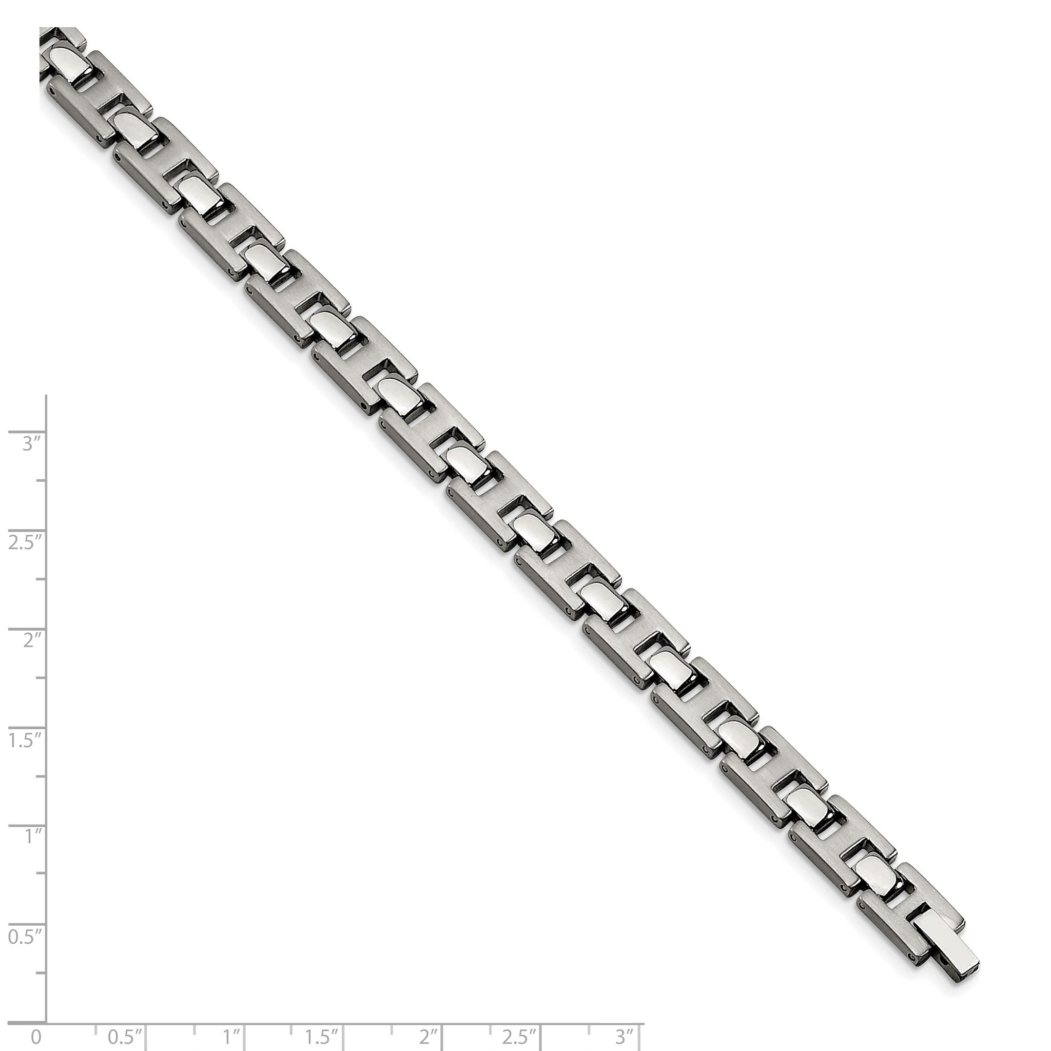 Stainless Steel Brushed and Polished Link Bracelet for Men