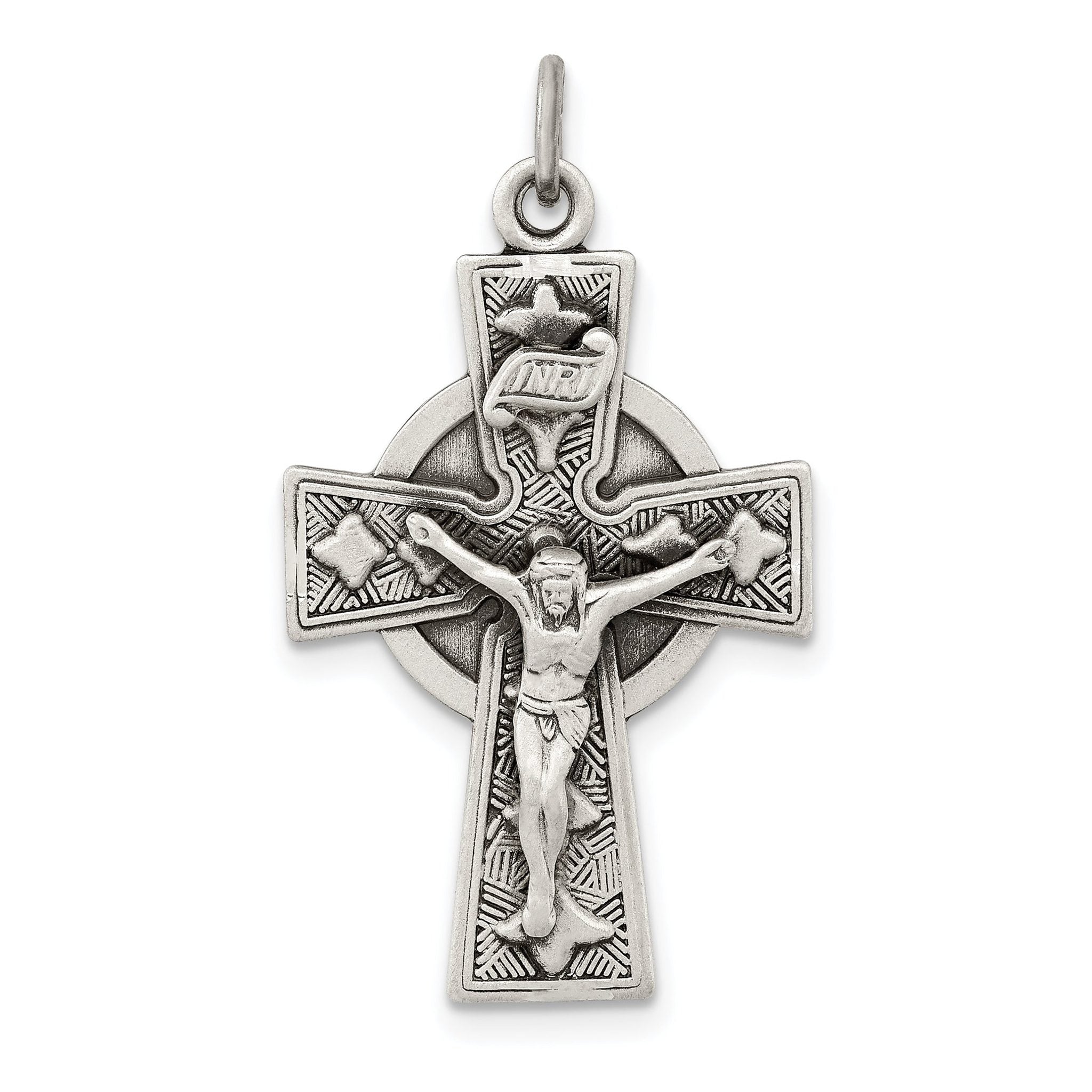 Sterling Silver 925 Cross Pendant with Antiqued Satin Finish
