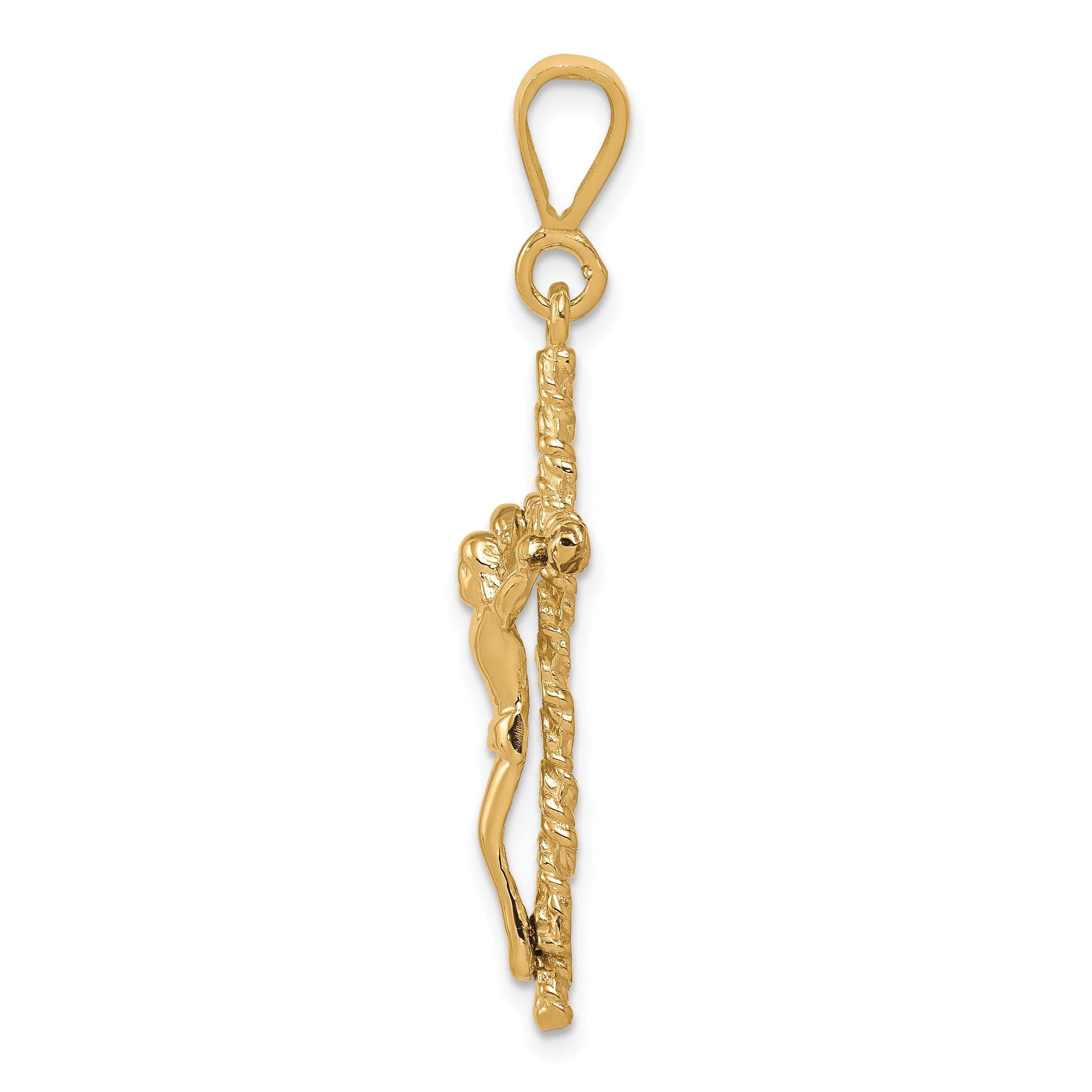 10K Gold Solid Crucifix Pendant with Polished Finish  Classic and Elegant Secondary image