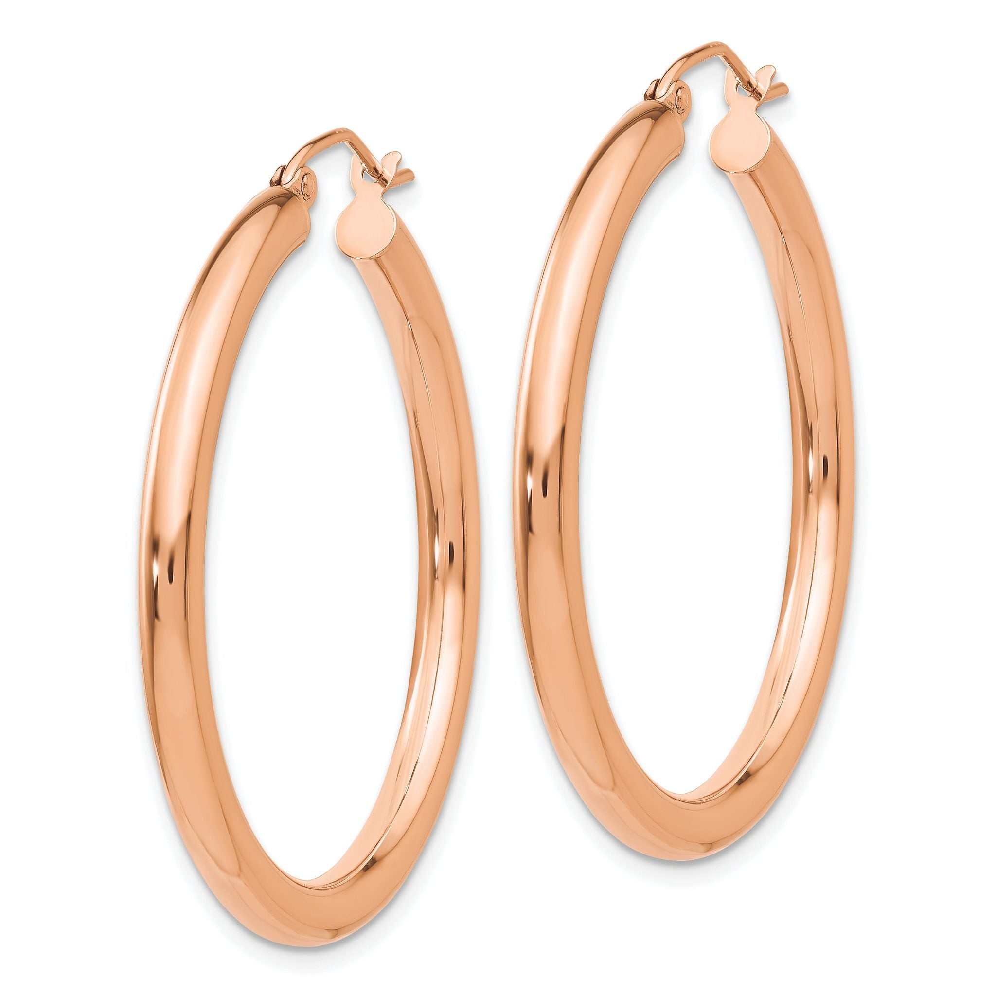 14K Rose Gold Hoop Earrings with Polished Lightweight Design Secondary image