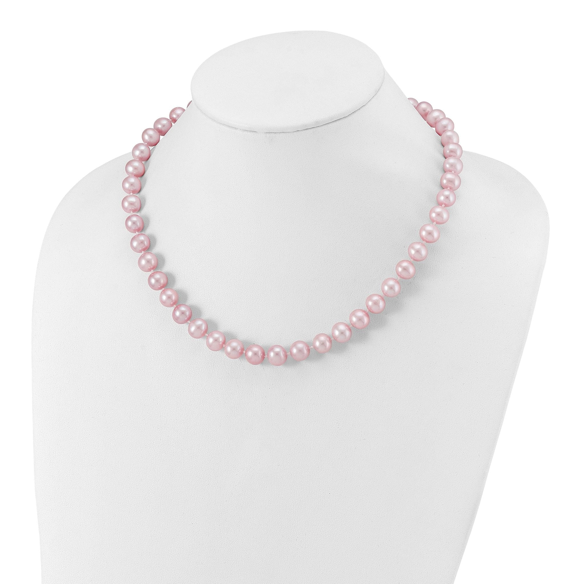 Sterling Silver Rhodium-plated 9-10mm Purple Near-Round Freshwater Cultured Pearl 16 inch Necklace