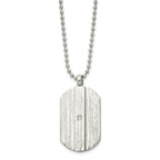 Dog Tag CZ Necklace in Stainless Steel, 20in