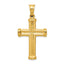 14K Gold Hollow Cross Pendant with Polished 3D Design