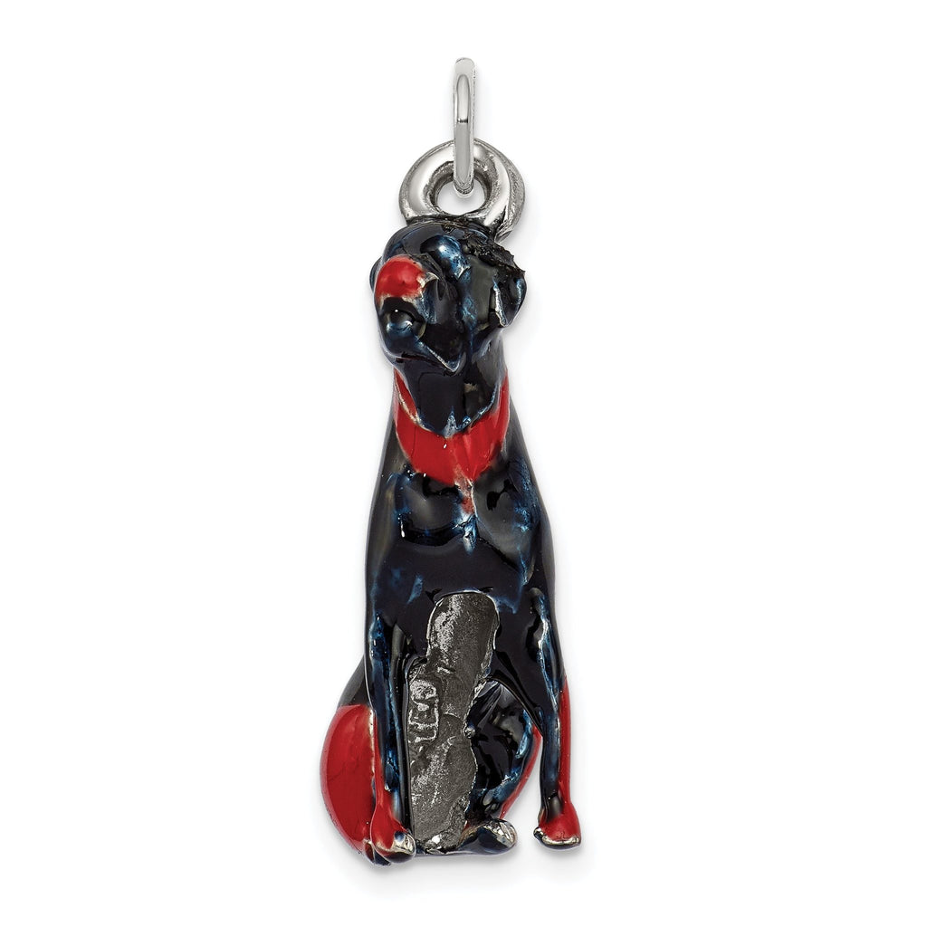 Sterling Silver 3D Rottweiler Enamel Charm by Sophia Jewelers