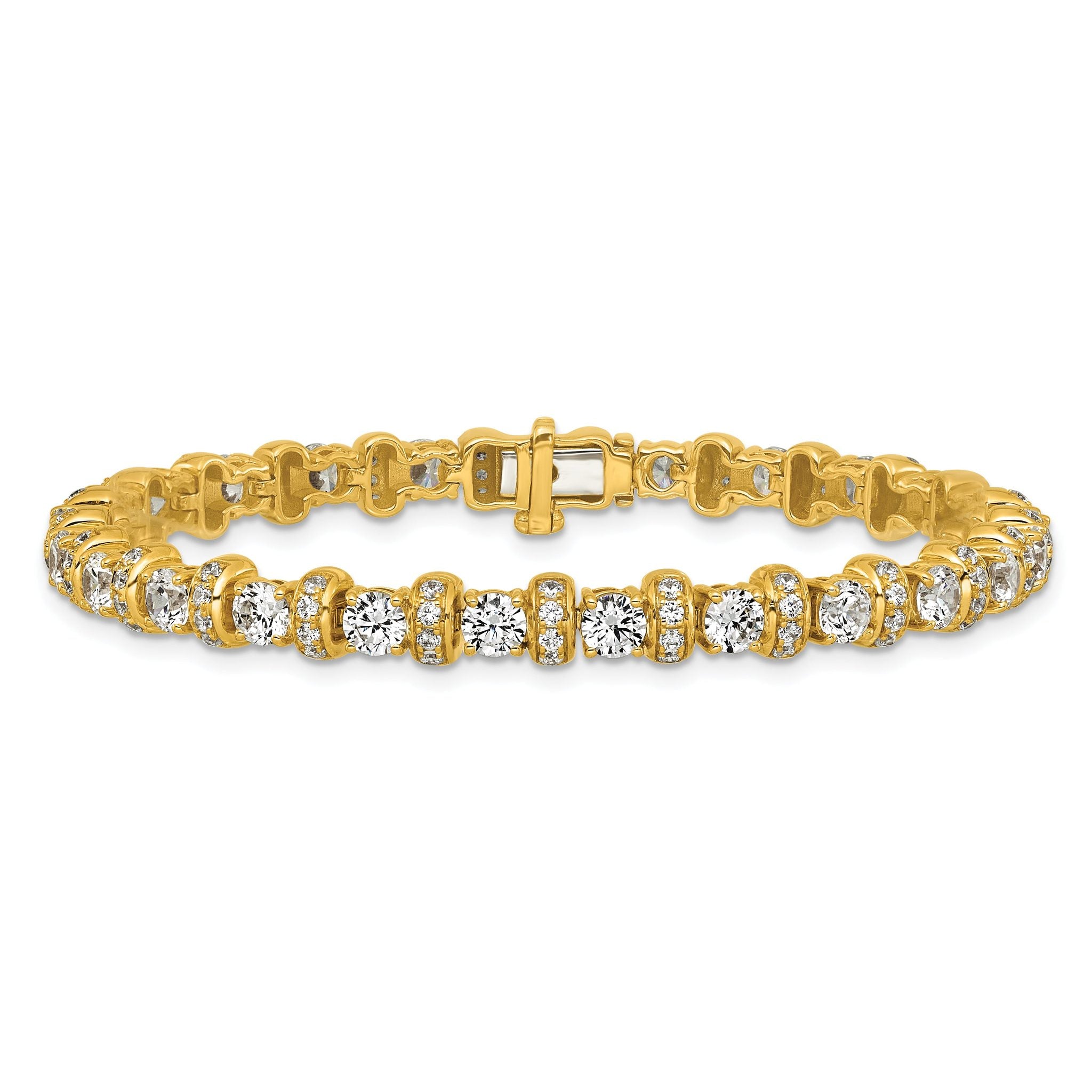 14k 7 3/4 carat Lab Grown Diamond VS+ F+ Complete Fashion Tennis Bracelet