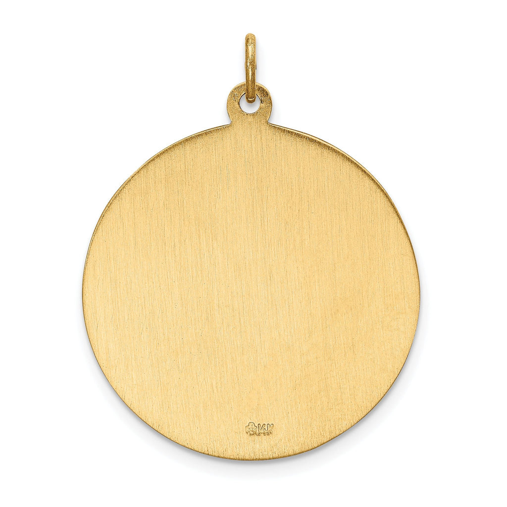 14k Solid Polished/Satin Large Round St. Christopher Medal