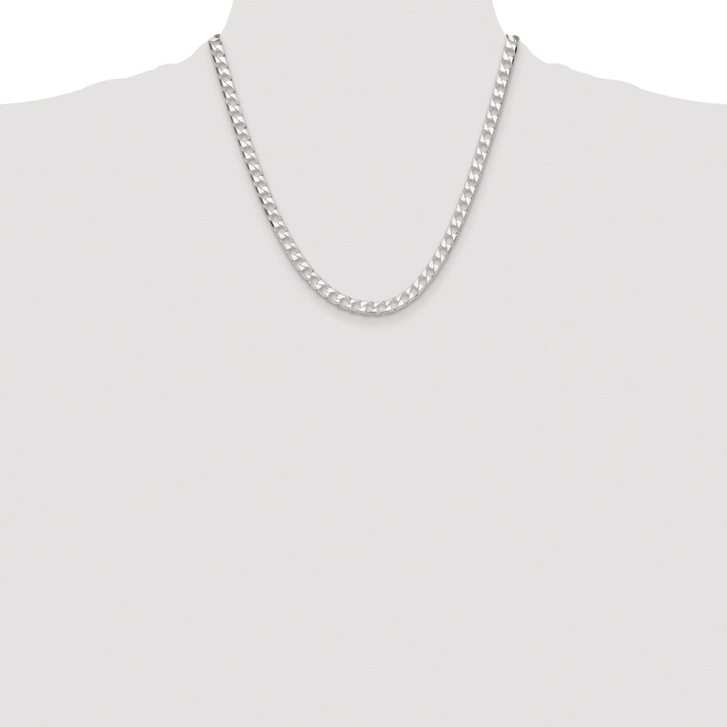Sterling Silver Rhodium-plated 5.75mm D/C Square Curb Chain