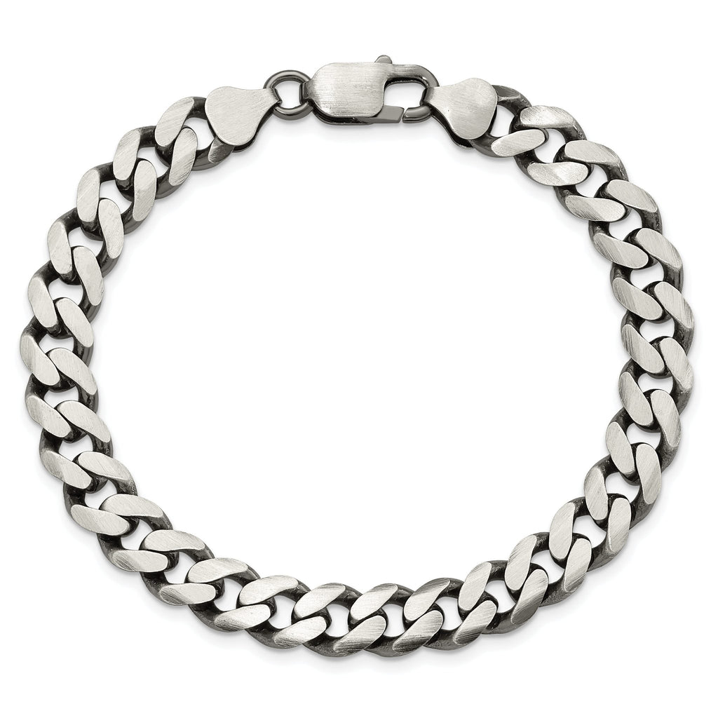 Sterling Silver Antiqued 9.3mm Curb Chain