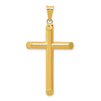 14K Gold 3D Hollow Cross Pendant with Polished Finish Elegant Design
