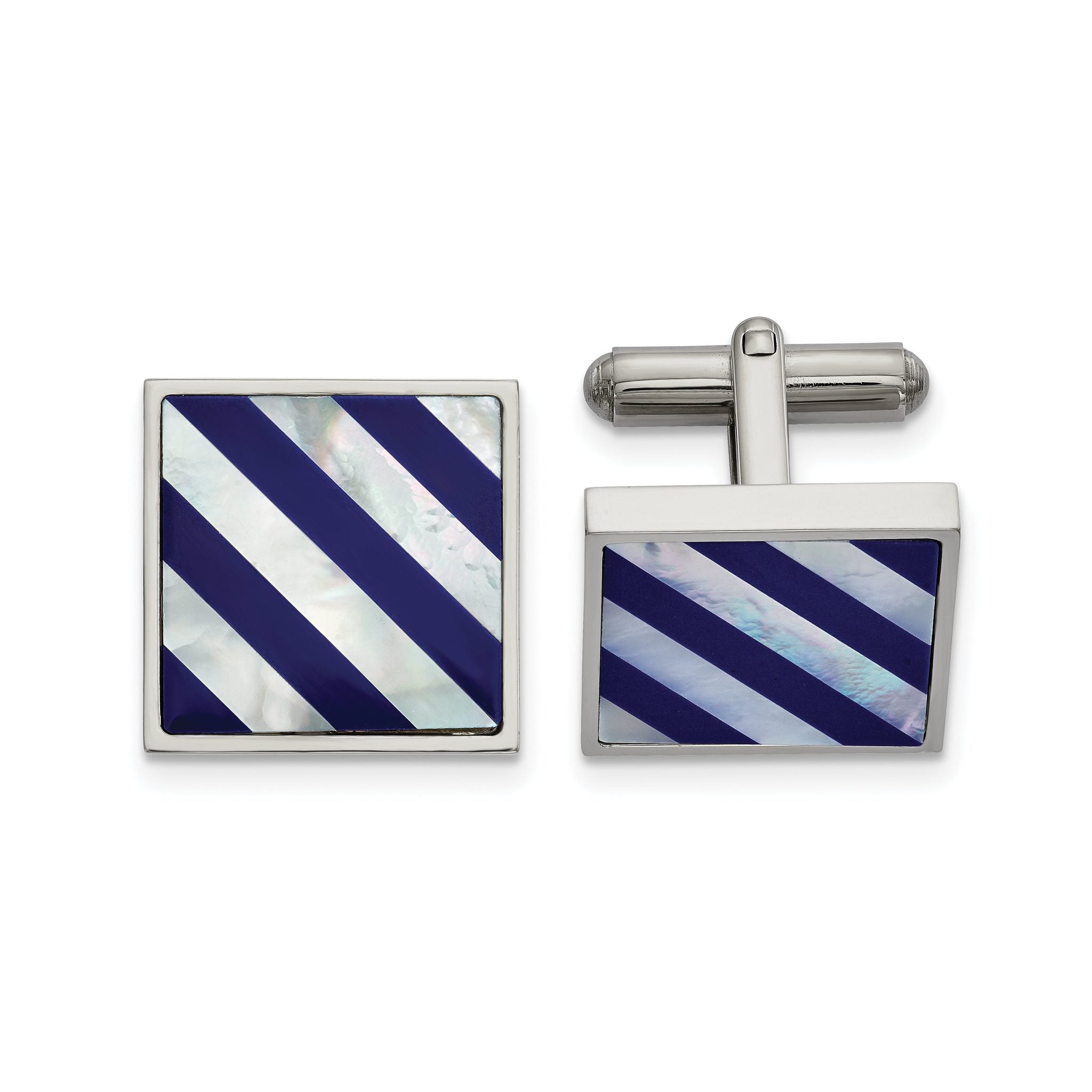 Stainless Steel Mother of Pearl & Blue Shell Cuff Links Main image