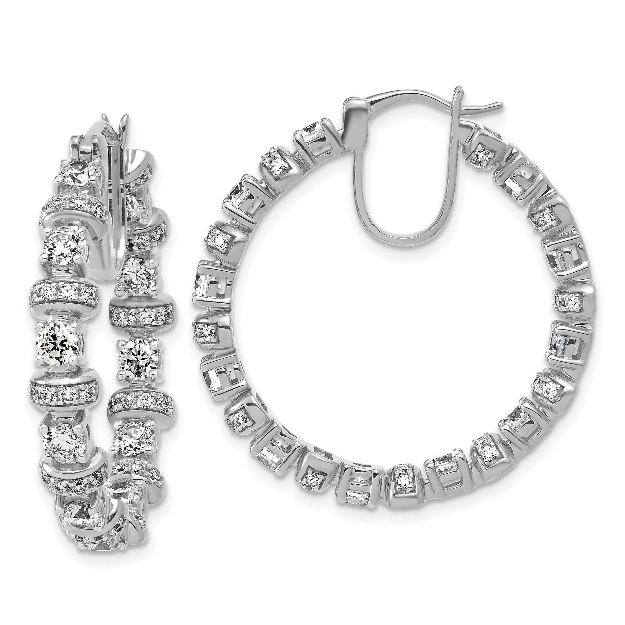 14k White Gold 4 carat Lab Grown Diamond VS+ F+ Complete Fashion Hoop Earrings Main image