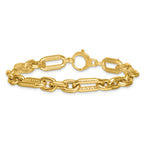 14k Polished 8.8mm Diamond-cut Fancy Figaro Link 7.5 inch Bracelet
