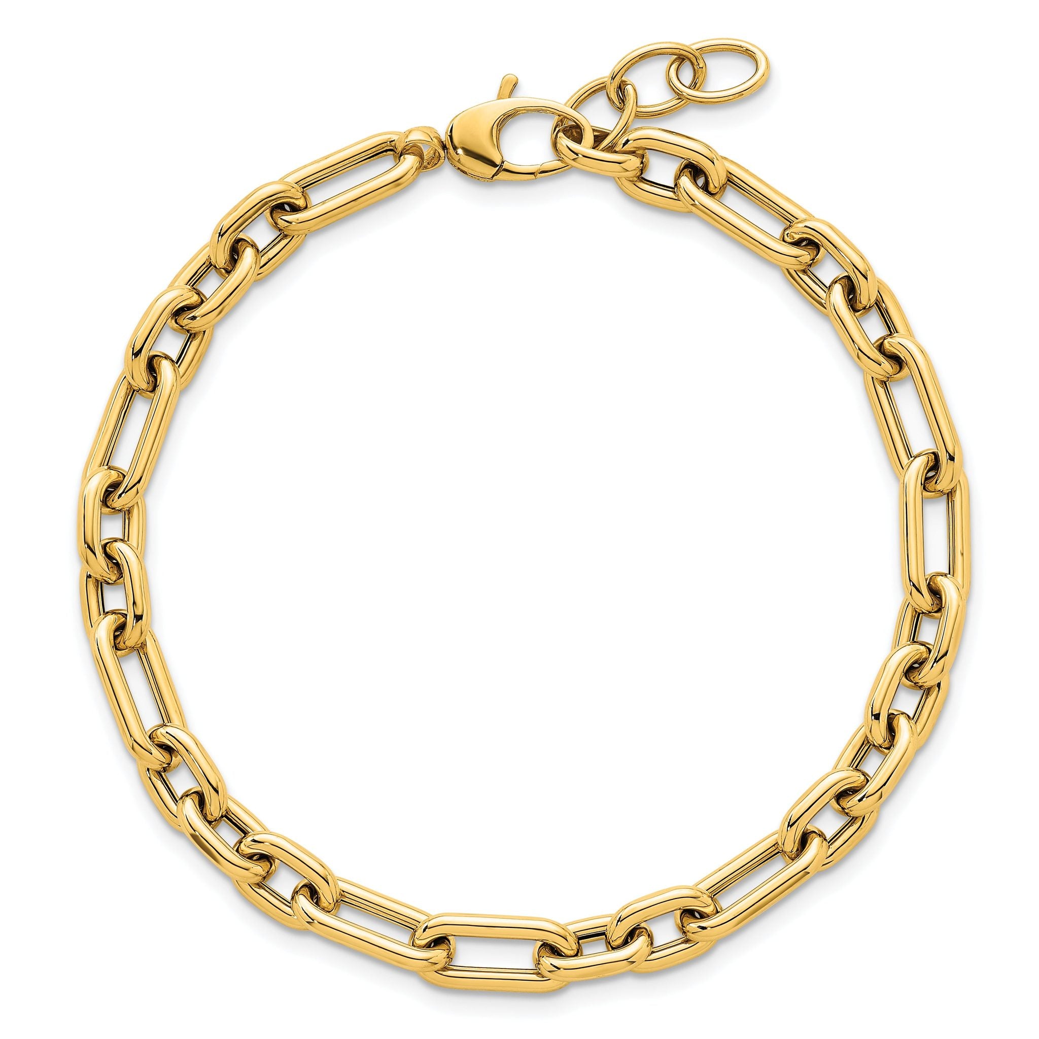 14k Polished 5.8mm Lightweight Fancy Open Link 7.5 inch Bracelet Plus 0.5 inch Extender