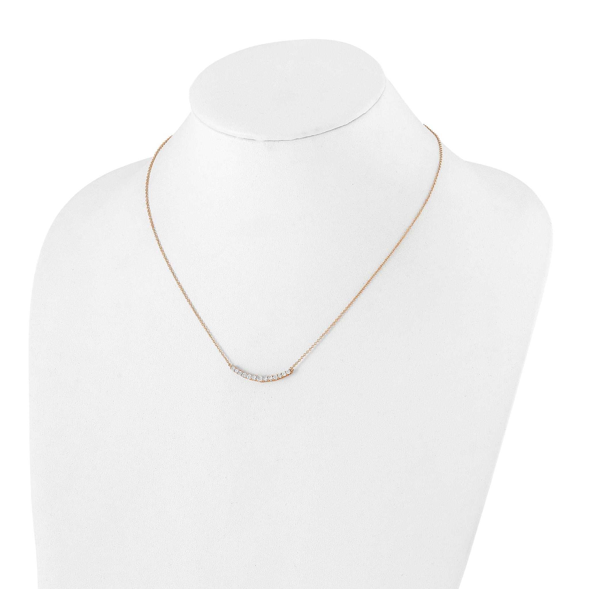 True Origin 14K Rose Gold 1/2 carat Lab Grown Diamond VS+ F+ 18 in Complete Fashion Bar Necklace