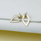 14K Polished Diamond shape Dangle Post Earrings