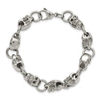Stainless Steel Polished Skull Link Bracelet for Men