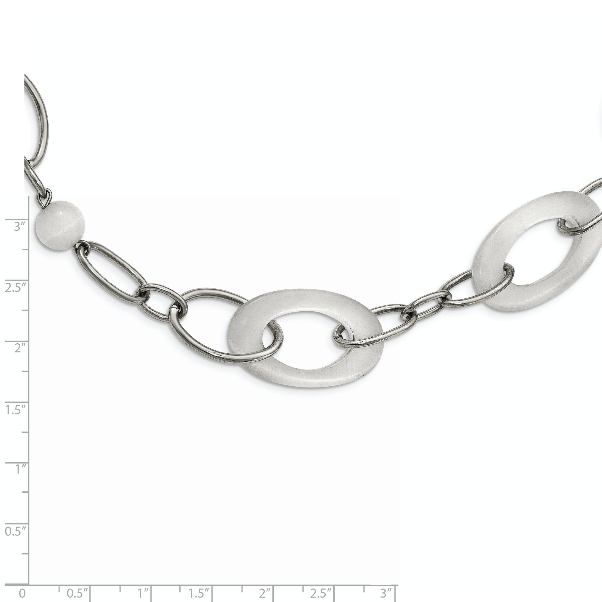 White Cat's Eye Necklace in Stainless Steel