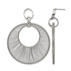 Stainless Steel Polished Textured Drop Dangle Earrings for Women