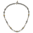 Shey Couture Sterling Silver with 14K Accent 18 Inch Antiqued 8mm Freshwater Cultured Pearl Necklace