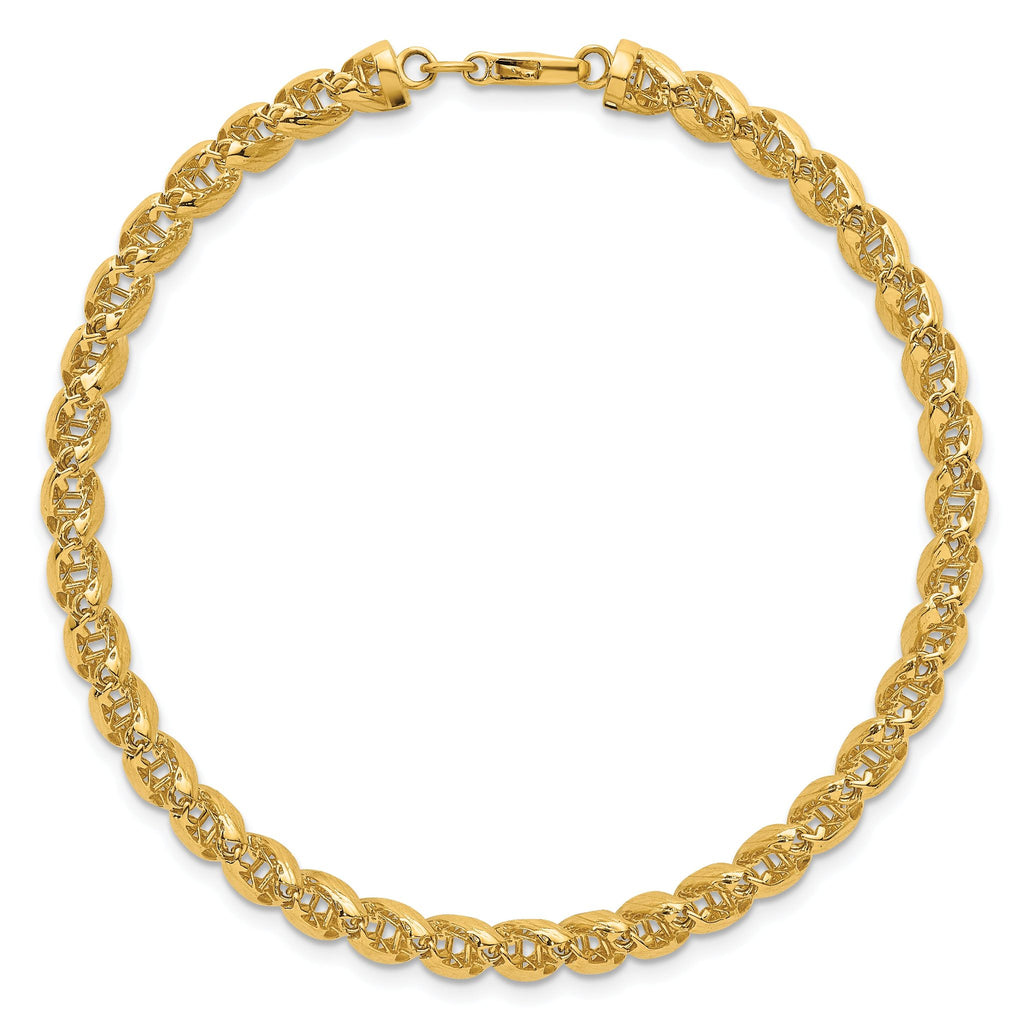 14k Polished Textured 6.25mm Open Spiral Link 7.5 inch Bracelet
