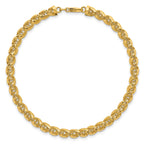 14k Polished Textured 6.25mm Open Spiral Link 7.5 inch Bracelet