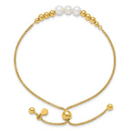 Sterling Silver Gold-plt Polished FWC Pearls Adjustable Bracelet
