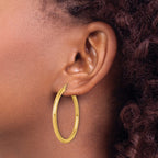 14k Polished 3mm Polished Hoop Earrings