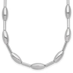 Sterling Silver RH-plat Polish Oval Beaded w/2in ext. Necklace