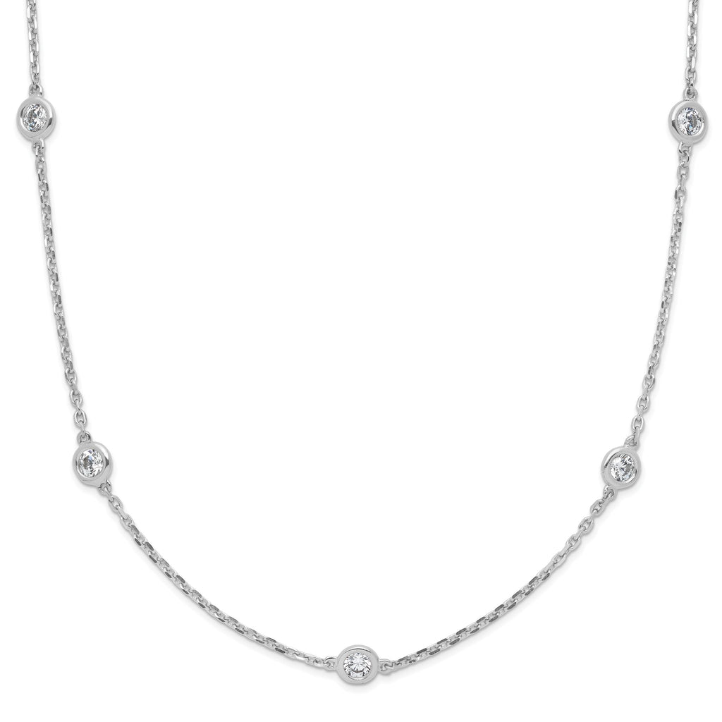 Sterling Silver 24 Polished CZ Necklace with Rhodium Finish Unisex
