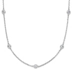 Sterling Silver 24 Polished CZ Necklace with Rhodium Finish Unisex