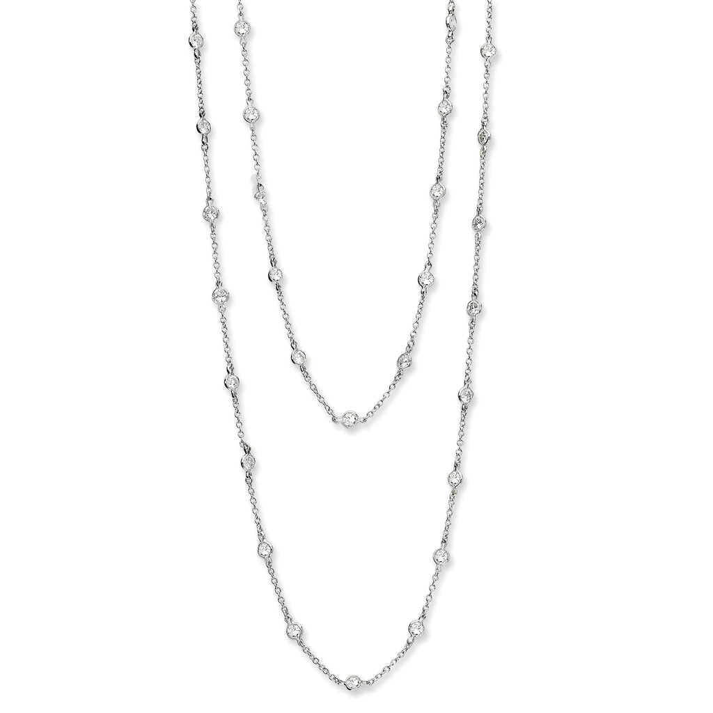 Cheryl M Sterling Silver Rhodium-plated Brilliant-cut Round CZ 42 Station 36 Inch Necklace