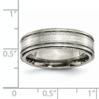 Titanium Silver Inlay Unisex Wedding Band with Polished Ridged Edge