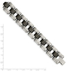 Stainless Steel Brushed and Polished with Black Ceramic Link Bracelet for Men